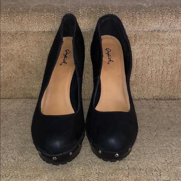 Qupid close tie black with brow high heels 9 - Picture 2 of 7